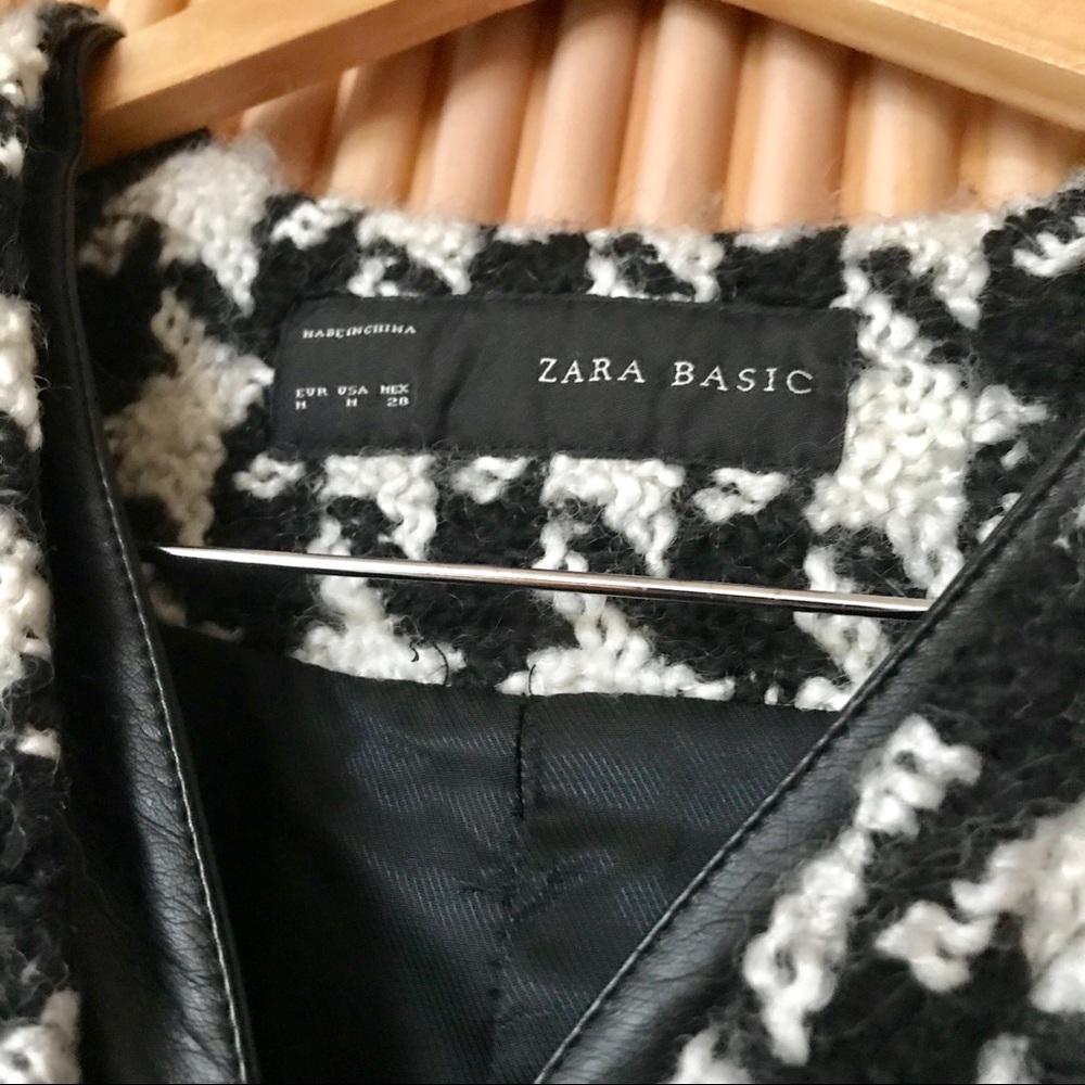 Zara houndstooth black white textured coat - Picture 3 of 5